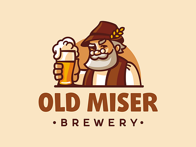 Old Miser Brewery beer branding brewery character design illustration logo vector