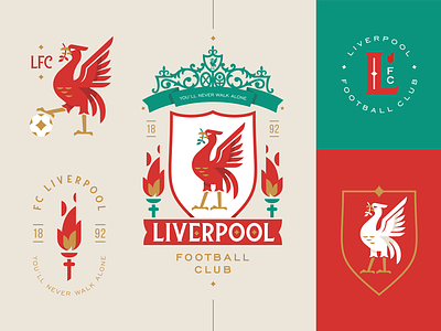 Liverpool set anfield emblem football illustration klopp lfc liverbird liverpool logo vector