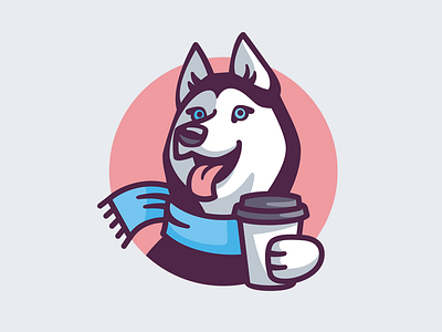 Husky Coffee character coffee coffee shop design dog emblem husky illustration logo vector