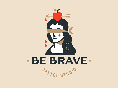 Be brave character design emblem illustration logo pain tattoo vector
