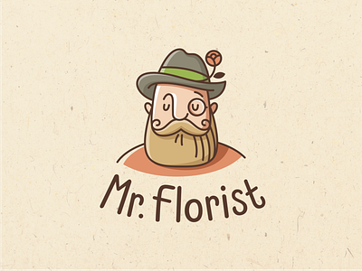 Mr Florist character design emblem florist flowers gardener illustration logo vector