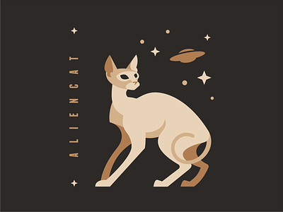 Аlien cat alien cat character design emblem illustration logo vector
