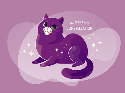 Lavender cat constellation cat character constellation design emblem illustration logo purple space star vector
