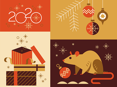 2020 character christmas design emblem gift illustration logo magic mouse new year rat vector