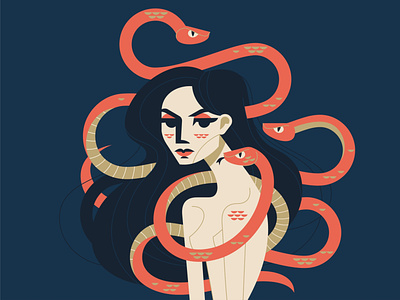 Snake queen character design drawthisinyourstyle dtiys emblem girl illustration snake vector