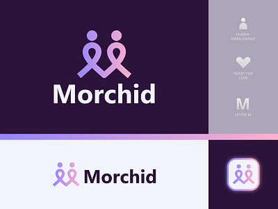 morchid app applogo branding design heart human icon letter m logo logodesign logomark