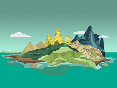 an island of ancient wonders angkor wat illustration island landingpage machu picchu pyramids