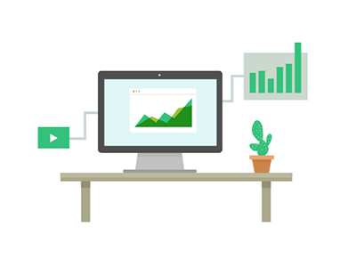 Desk Analytics! analytics animatedgif cactus desk graphs plant