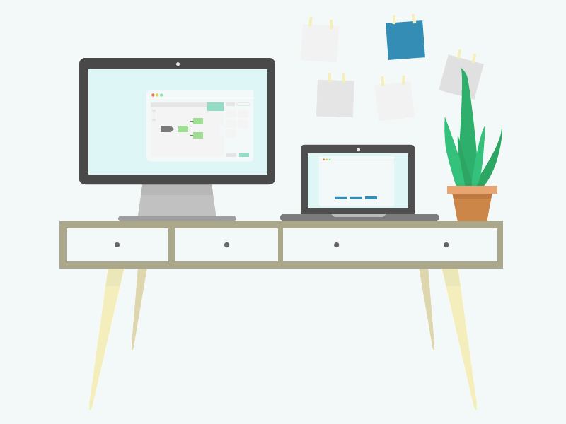 Another desk aloe animation desk flat graphs illustration