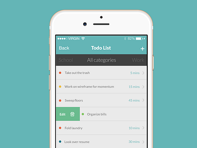 Momentum App app clean flat ios mobile productivity todo ui