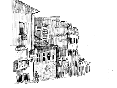 Serbian streets sketch city drawing pencil sketch