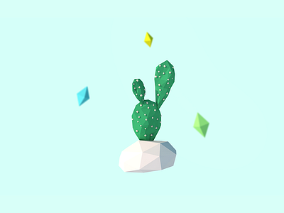 3D Prickly Pear Cactus 3d c4d cactus cinema 4d geometric illustration low poly lowpoly model plant polygon render
