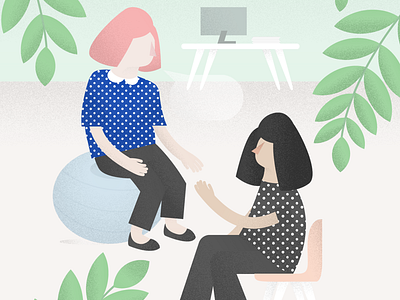 Empathy in the Office computer conversation empathy illustration modern office plants talking