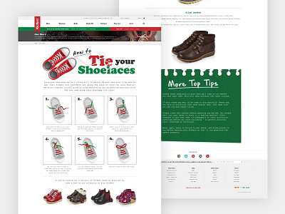 Kickers® Shoe Care Landing Page b2b b2c boots green interface kickers landing page photoshop red shoe care shoes web design website wordpress