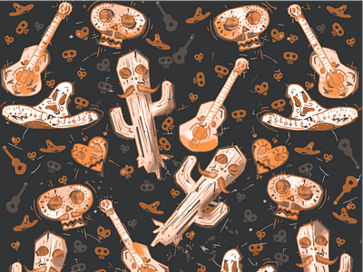 Dia de Los Muertos💀 dia de los muertos dia de muertos 2020 digital art halloween illustration illustrator pattern design repeat pattern