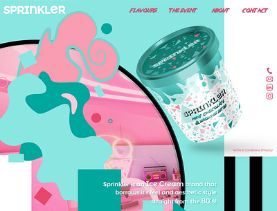 Sprinkler Landing Page 80s style brand identity branding digitalart digitalpainting graphicdesign icecream illustration landing page logo memphis style packaging design typography ui ux vector