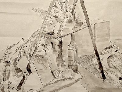 Pen and Ink sketch @1989 brown bw class cropped draw drawing ink lesson life paper pen sketch sketching university