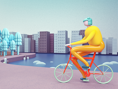 Riding a bike 3d 3d animation 3d animation studio 3d art 3d artist 3d illustration 3d modeling cinema 4d