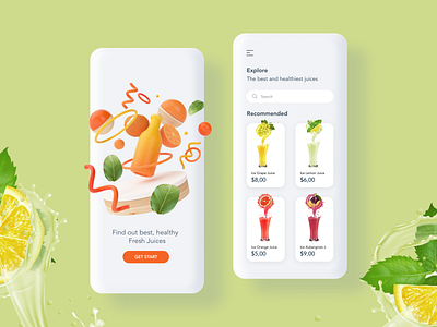 Fresh juices App app mobile concept fresh fresh juice fruits healthy healthy food juices