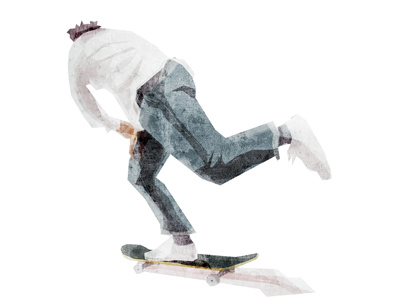 to nowhere goofy footed illustration pushing skateboarding