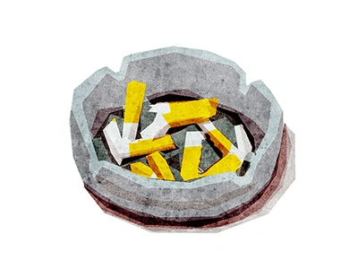 ahes to ashes ashtray cigarettes cigs illustration stench