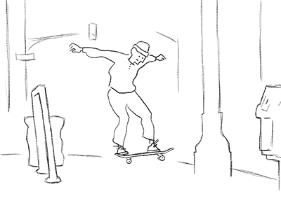 ollie up ollie out animated gif animation gif illustration line skate skateboard skateboarding
