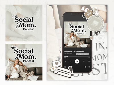 The Social Mom Pod. austin designer austin texas branding cover art design illustration podcast