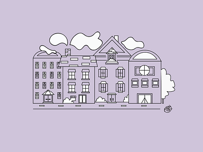 Minimalistic Row of Charleston homes- Charleston, SC design graphic illustration