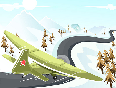 Old Plane adobe illustrator adventure airplane art concept design digital drawing fly illustration military old perspective plane snow vector winter