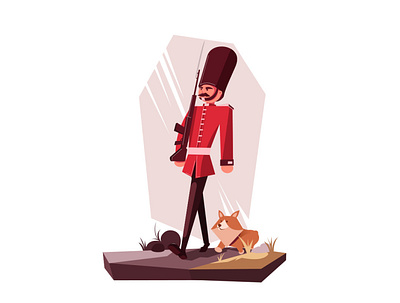 Queen's Guard and Corgi adobe illustrator art british character concept corgi creative drawing guard illustration queensguard vector