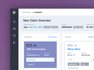 File a Claim – New Claim Overview Filled admin claims corporate design graph overview placeholder purple ui ux visual web