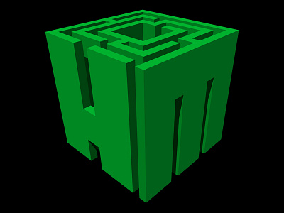 Hedge Maze Icon 3d modeling branding illustration logo