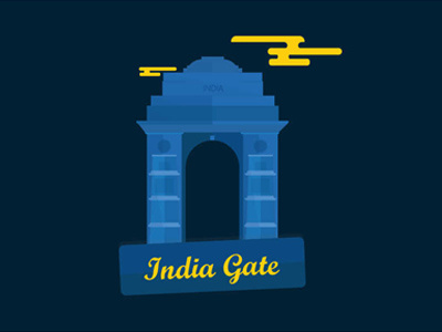 India Gate Illustration flat design illustration india india gate mumbai new style