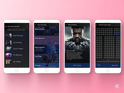 Movie Tickets Booking App blackpanther booking iphone mobile app movie seats ticket ui ux