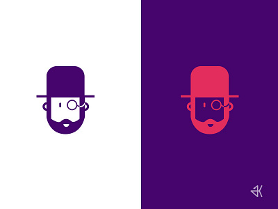 Man With a Hat character design design face flat hat icon illustration man pink purple