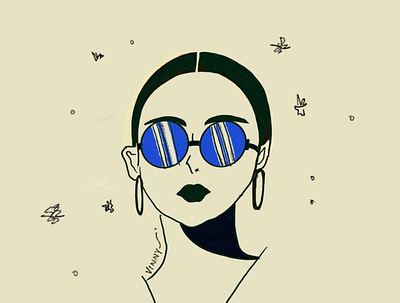 Girl with Goggles idea illustration minimal minimalist simple sketch sketching symbol vector