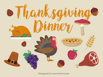 Happy Thanksgiving cute design dinner eat fall feast food fotor holiday icons illustration red sticker sticker design sticker pack thanksgiving tool turkey