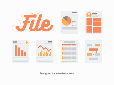 File Icons archive bar chart chart document file flat fotor icon illustration line chart minimalism minimalist paper pie chart sheet template vecor