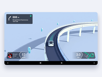 Lane-Level Navigation_HolographicGuidance 3d alert car drive guidance highway hmi holographic map navigation ui