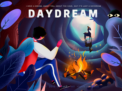 Daydream branding deer design illustration the fire travel ui website