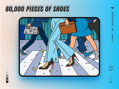80,000 pieces of shoes branding character design doodle doodles illustration movie poster ui walking website