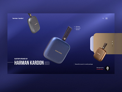 landing page concept- Harman Kardon Bluetooth speakers banner design graphic identitydesign luxury logo minimal typography uidesign uiux ux