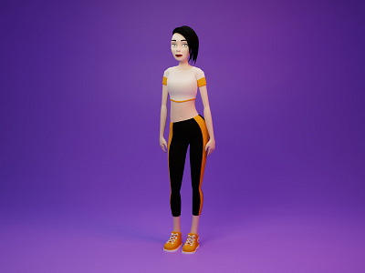 CyberGirl 3d blender illustration lowpoly