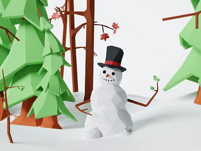 Happy Christmas & New Year to all ! 3d blender lowpoly snowman