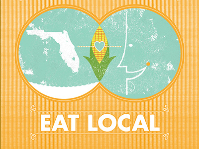 Eat Local corn distressed florida local towel