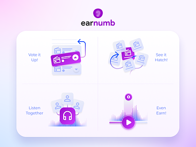 Earnumb Feature Illustrations arrow artwork earn icon illustration listen pictogram podcast ui