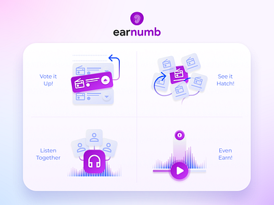 Earnumb Feature Illustrations arrow artwork earn icon illustration listen pictogram podcast ui
