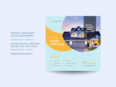 Real estate social media square banner template