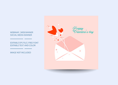 valentines day social media banner template plant
