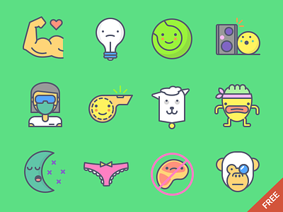 Emojious Free pack 2 emoji emoticon free freebie icons meat moon muscle music smile sport